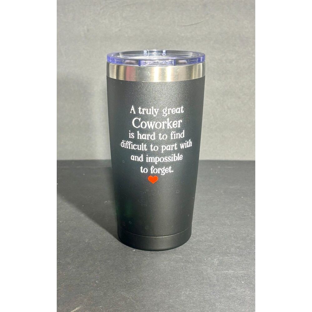 Coworker Gift Tumbler Black Stainless Steel Insulated Travel Mug With Lid